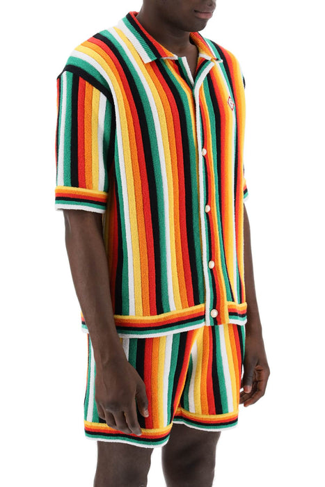 CASABLANCA striped knit bowling shirt with nine words