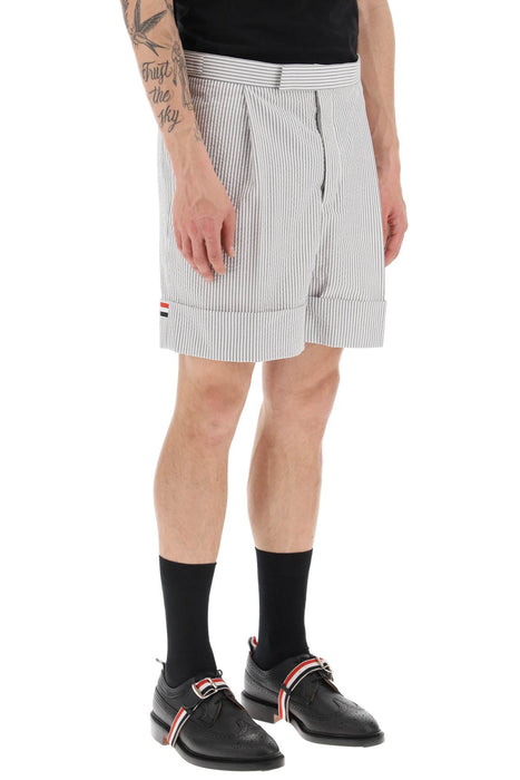 Thom browne striped shorts with tricolor details