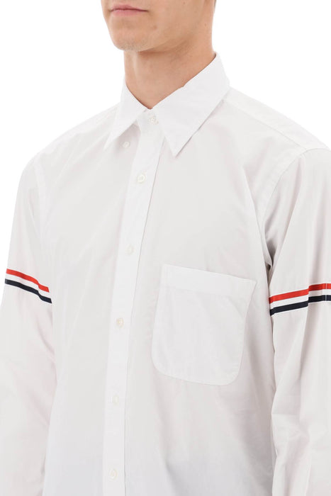THOM BROWNE poplin button-down shirt with rwb armbands