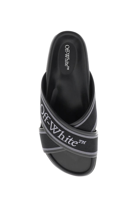 OFF-WHITE embroidered logo slides with