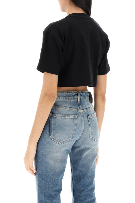OFF-WHITE cropped t-shirt with off embroidery