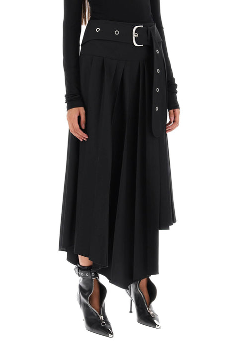 OFF-WHITE belted tech drill pleated skirt