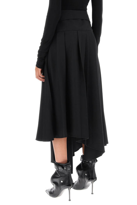 OFF-WHITE belted tech drill pleated skirt