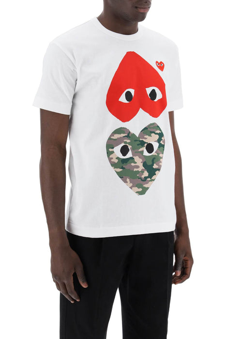 COMME DES GARCONS PLAY round-neck t-shirt with double heart print