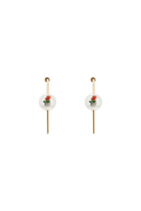 SAF SAFU pearl & roses' hoop earrings