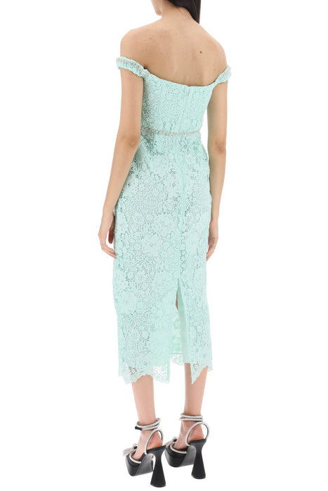 SELF PORTRAIT midi dress in floral lace with crystals