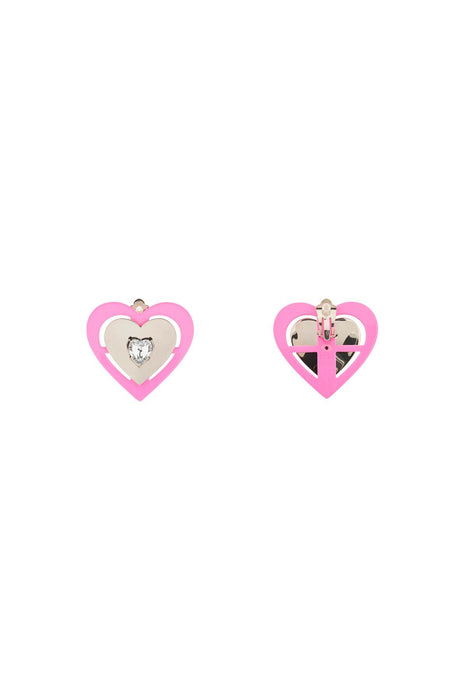 SAF SAFU pink neon heart' clip-on earrings