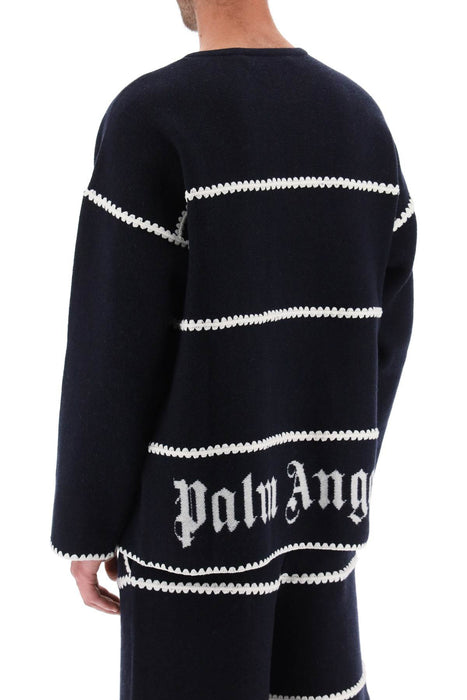 Palm angels embroidered jacquard sweater