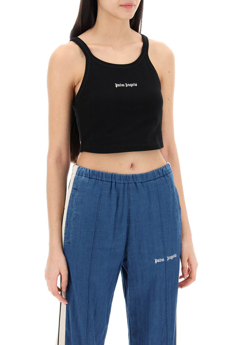 PALM ANGELS embroidered logo crop top with