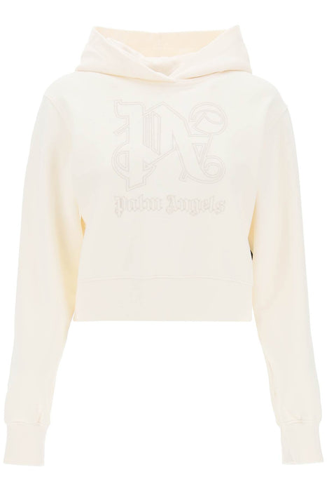 PALM ANGELS cropped hoodie with monogram embroidery