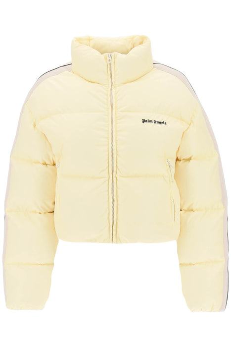PALM ANGELS cropped puffer jacket with bands on sleeves