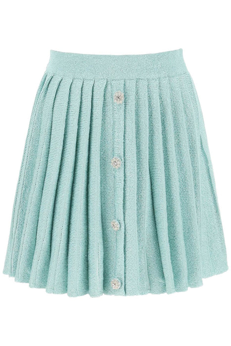 SELF PORTRAIT mini skirt in sequin knit with diamanté buttons