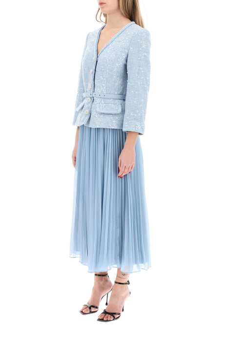 SELF PORTRAIT midi dress with pleated skirt
