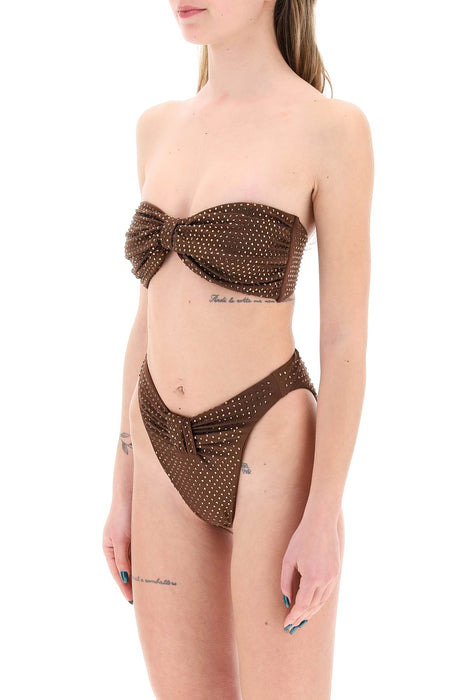 SELF PORTRAIT strapless bikini top with rhin