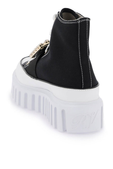 ROGER VIVIER viv' go-thick canvas high-top sneakers with buckle