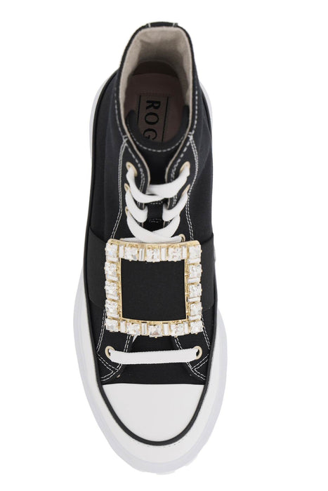 ROGER VIVIER viv' go-thick canvas high-top sneakers with buckle