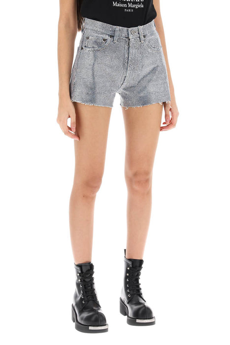 MAISON MARGIELA shorts in rhinestone-studded denim