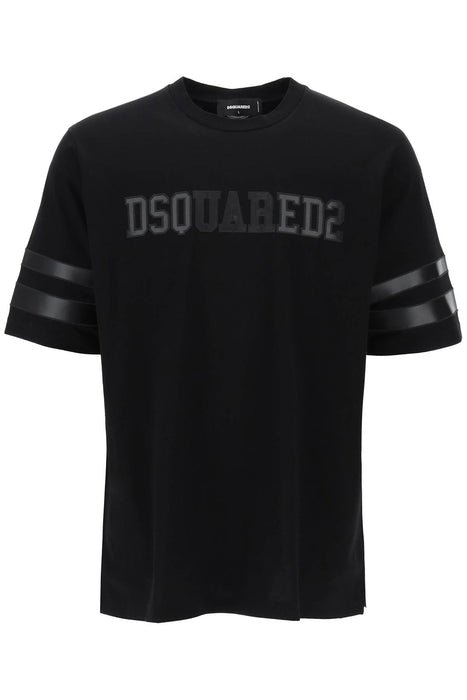 DSQUARED2 t-shirt with faux leather inserts