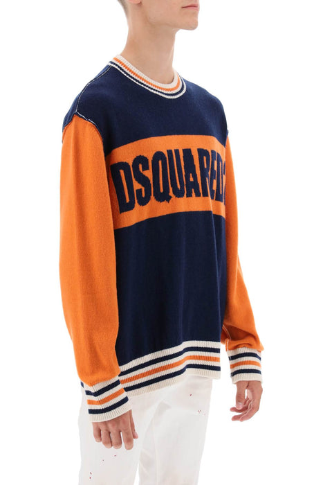 DSQUARED2 college sweater in jacquard wool