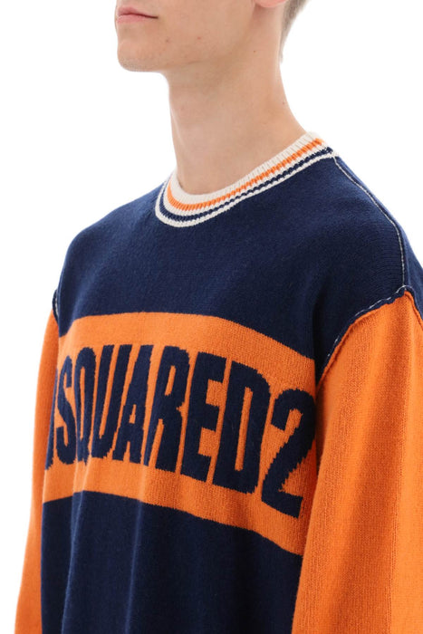 DSQUARED2 college sweater in jacquard wool