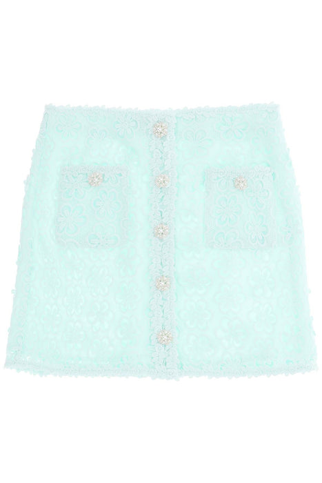SELF PORTRAIT mini skirt in guipure floral lace