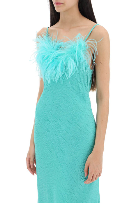 ART DEALER ella' maxi slip dress in jacquard satin with feathers