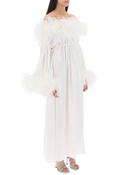 ART DEALER bettina' maxi dress in satin with feathers