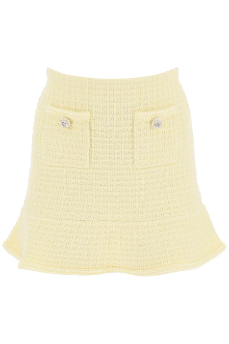 SELF PORTRAIT "knitted mini skirt with jewel buttons