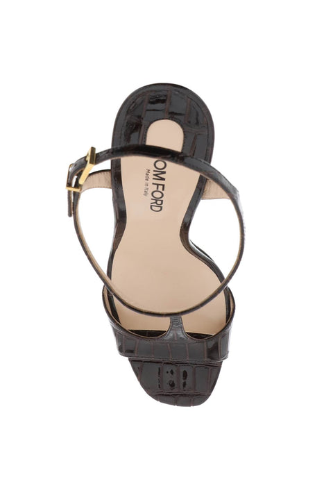 TOM FORD angelina sandals in croco-embossed glossy leather