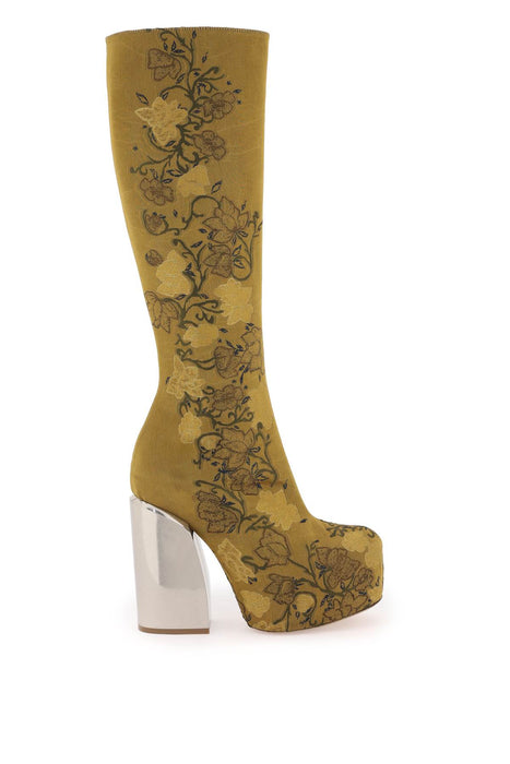 DRIES VAN NOTEN embroidered jacquard high boots