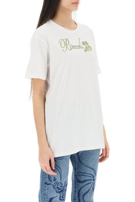 COLLINA STRADA organic cotton t-shirt with rhinestones