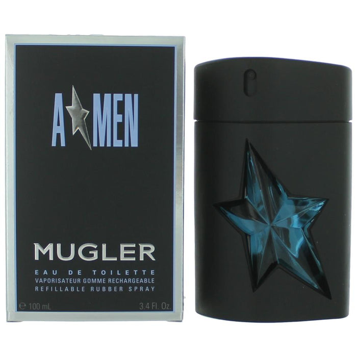 Angel by Thierry Mugler, (A*men) 3.4 oz Eau De Toilette Refillable Rubber Spray for Men