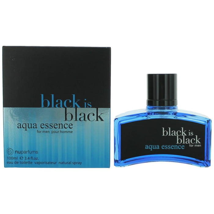 Black is Black Aqua Essence by NuParfums, 3.4 oz Eau De Toilette Spray for Men